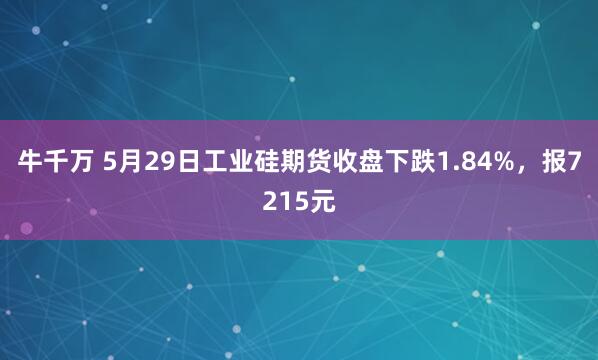 牛千万 5月29日工业硅期货收盘下跌1.84%，报7215元