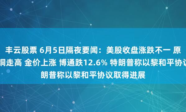 丰云股票 6月5日隔夜要闻：美股收盘涨跌不一 原油下跌 伦铜走高 金价上涨 博通跌12.6% 特朗普称以黎和平协议取得进展